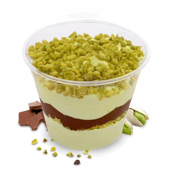 CHOCO PISTACHE  TIRAMISU CLASSIQUE WITH MILK CHOCOLATE AND PISTACHIO SPRINKLES